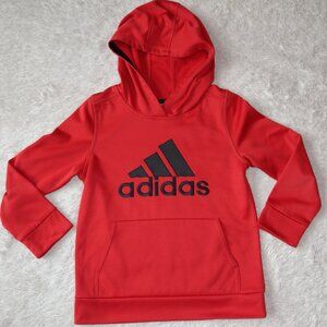 Boys Size 7 adidas Red Hoodie, Hooded Logo Sweatshirt, Pullover Fleece